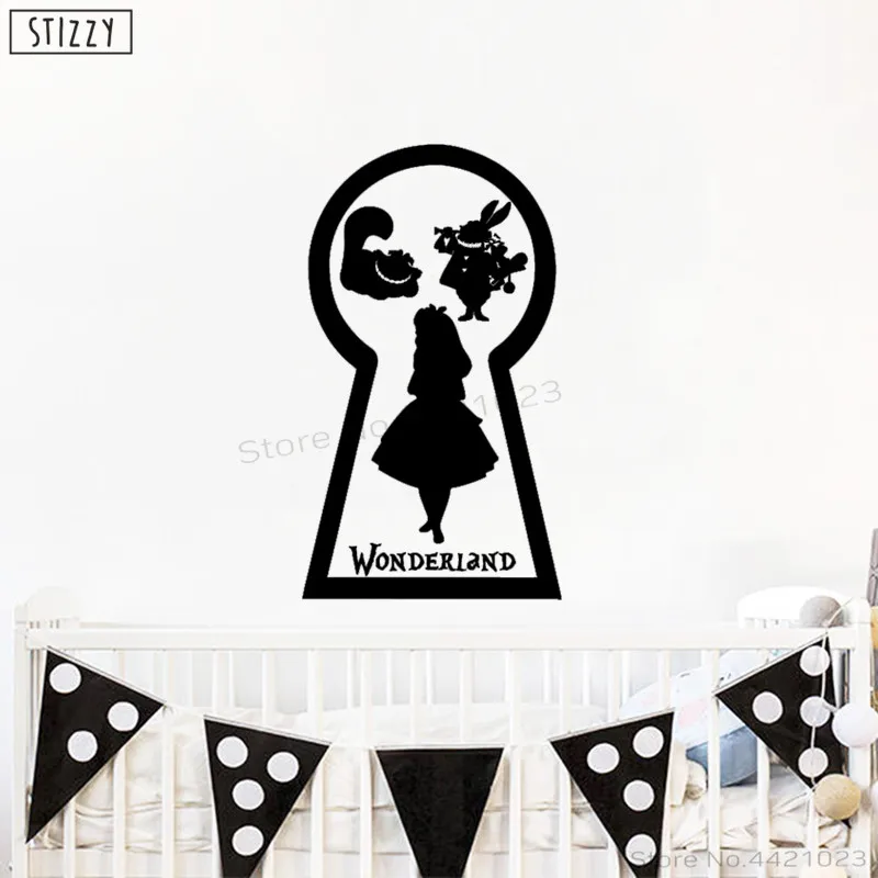 Наклейка на стену STIZZY Alice In Wonderland мультяшный винил наклейки для детской комнаты