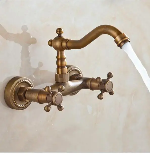 Поворотный Смеситель для кухни античный кухонный кран из латуни с настенным
