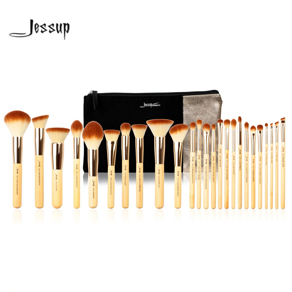 Jessup Бренд 25 шт. красота бамбуковые Профессиональные кисти для макияжа Набор T135 и