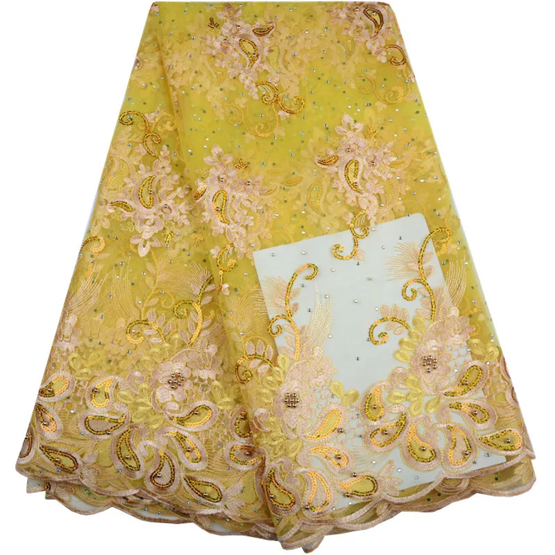 Черный 2018 гипюр ткань с кружевом высокого качества вышитая кружевная камнями