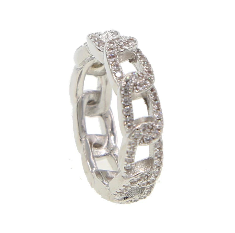 США#6 7 8 9 серебряный цвет микро проложить прозрачный кубический цирконий cz кубинское звено цепи кольцо для женщин мужчин хип хоп ювелирные изделия