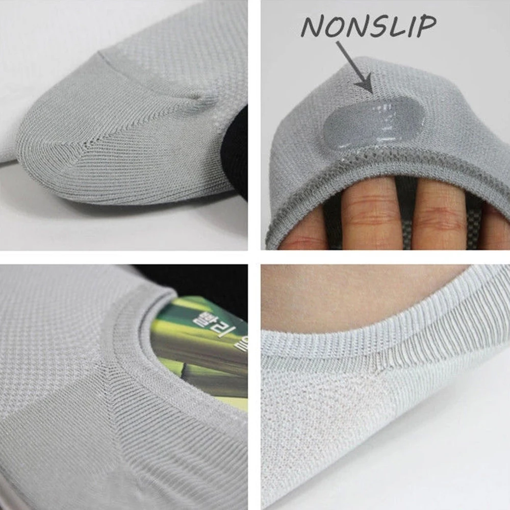 5 пар/лот дышащее волокно из бамбука носки-башмачки мужские Нескользящие