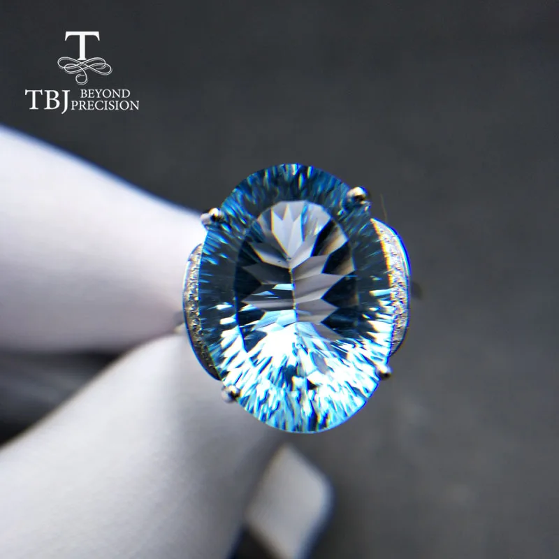 TBJ большой размер oval13 * 18 мм вогнутый вырезанный синий топаз драгоценный камень