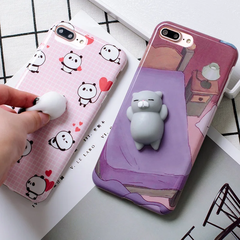 Kisscase милые 3D мягкими телефон чехлы для iPhone 7 Plus Забавный Кот Panda Печать крышка 6 6S
