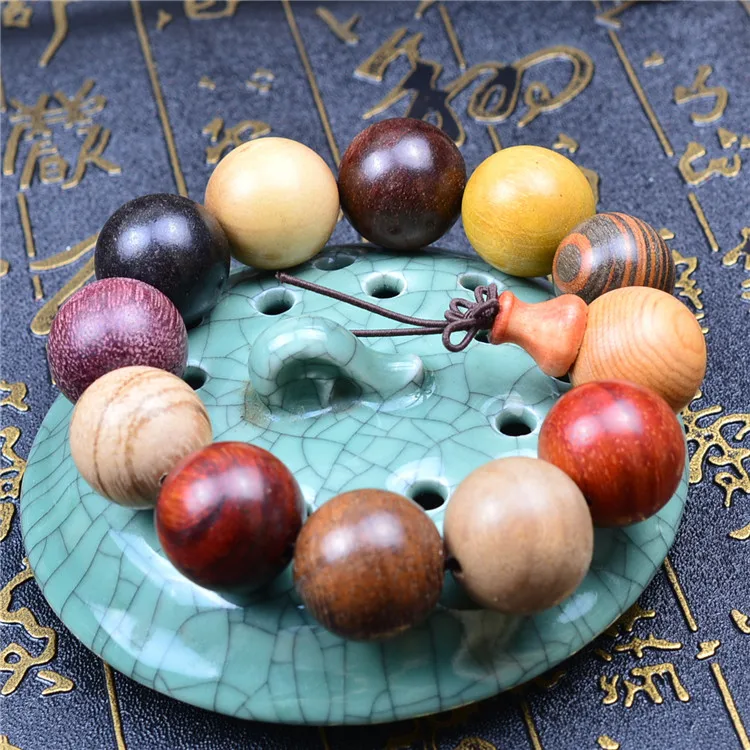 Мужской браслет из сандалового дерева ручной работы буддийский деревянный с