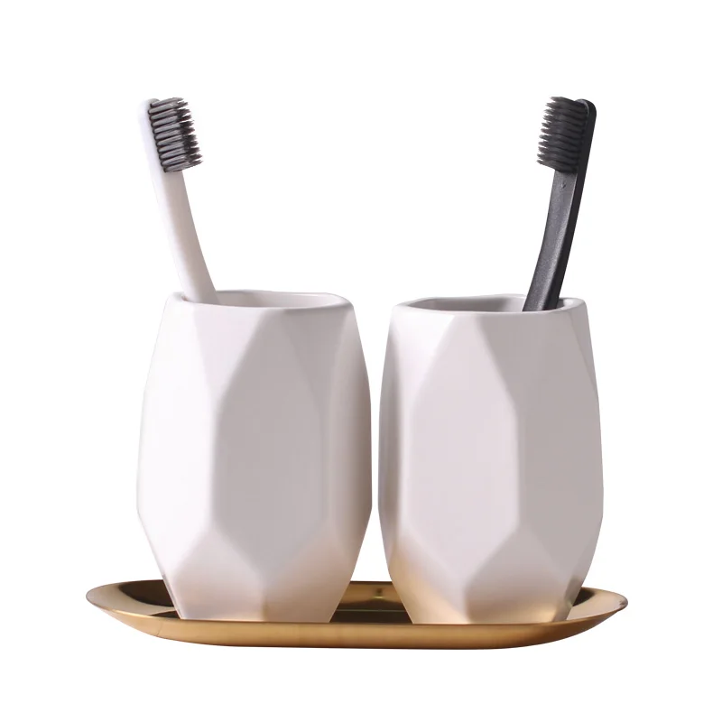 Ceramics Bathroom Supplies Toothbrush Cup Toothbrush Holder Lotion Bottle Soap Dish 2-piece Set Creative Bathroom Supplies