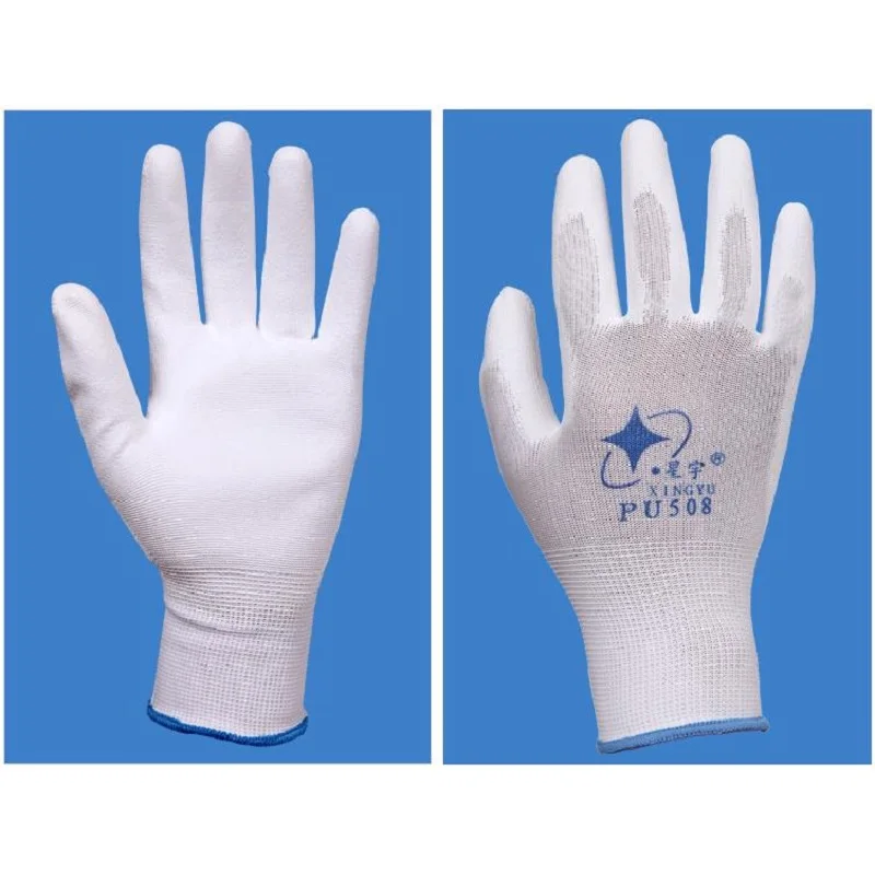 PU Антистатические Рабочие перчатки из нейлона белые безопасные легкие