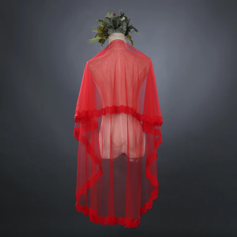 Один слой Тюль свадебная вуаль с кружевной аппликацией край модные свадебные