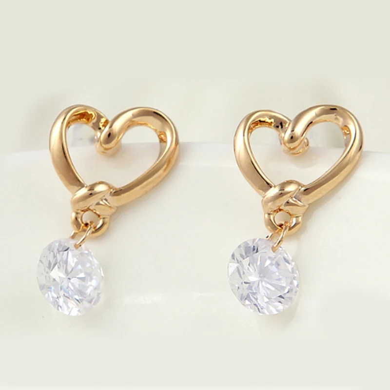 Изящные женские серьги в форме сердца серьги-гвоздики серьги-подвески с цирконом