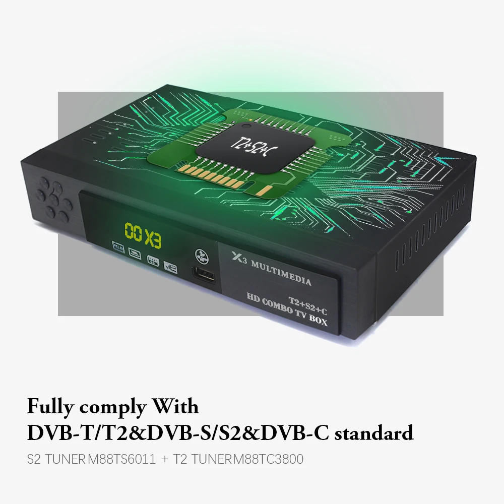 Спутниковый ресивер HD цифровой DVB T2 + S2 ТВ-тюнер MPEG-4 DVB-t2 s2 X3 с USB Wi-Fi Поддержка bisskey