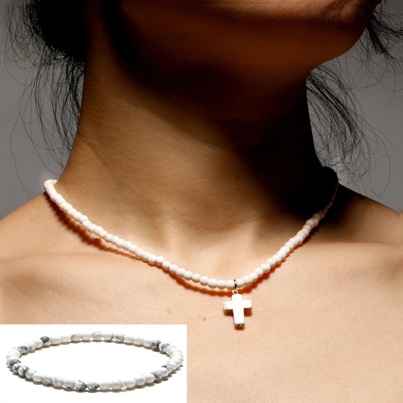 Ожерелье Noter Trendy 4 мм молитва йоги ювелирные изделия ожерелья с крестом