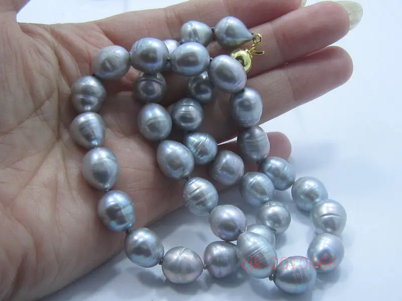 Hot selling free shipping******* new 10x13 mm tahitian silver gray baroque pearl necklace 18&quot | Украшения и аксессуары