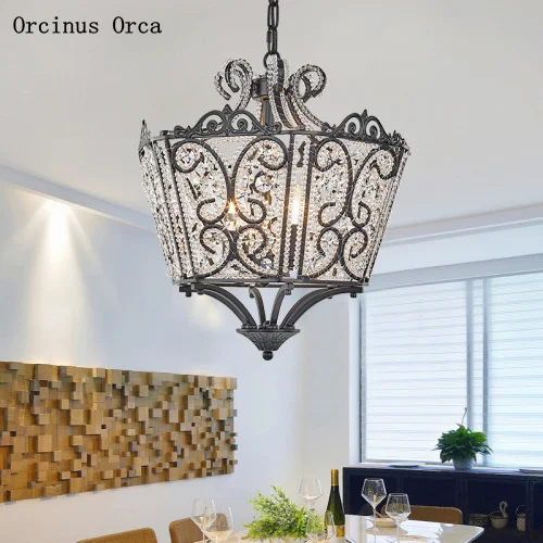 Американская роскошная креативная хрустальная люстра с короной гостиной