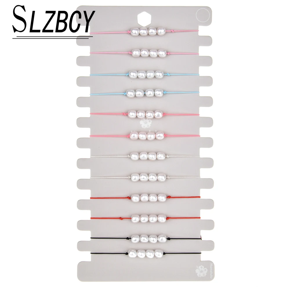 12 шт./лот Комплект браслетов с жемчугом для женщин плетеный браслет ручной работы