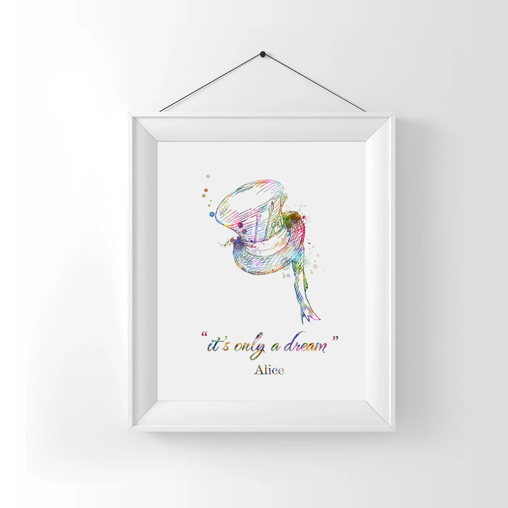 Художественный декор для стен в стиле Alice In Wonderland цитата из акварели подарок