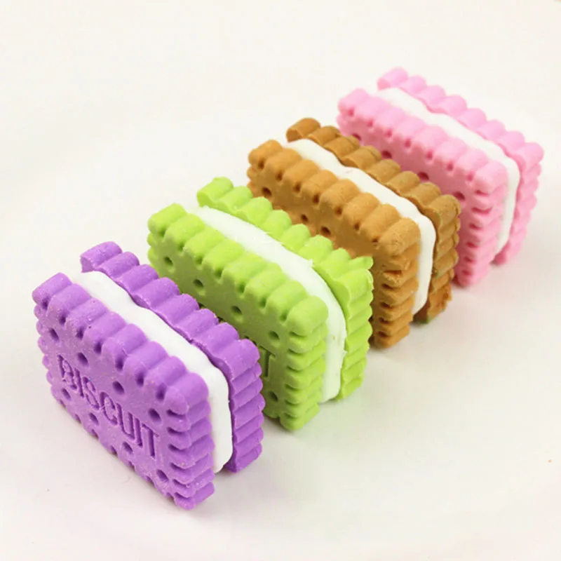 Набор резиновых ластиков для печенья, 4 шт., Papeleria Kawaii, канцелярские принадлежности, детские подарки, школьные и офисные принадлежности для коррекции, материал Escolar - Цвет: Random