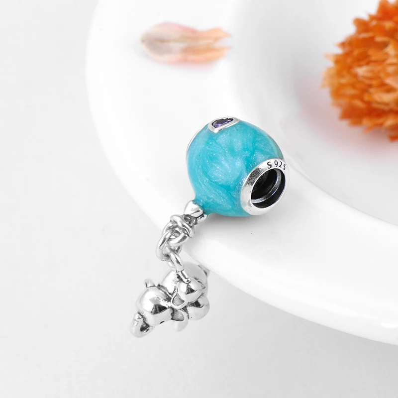 Фантазия сказка серебро 925 пробы синяя подвеска-шарик слон бусины подходят Pandora