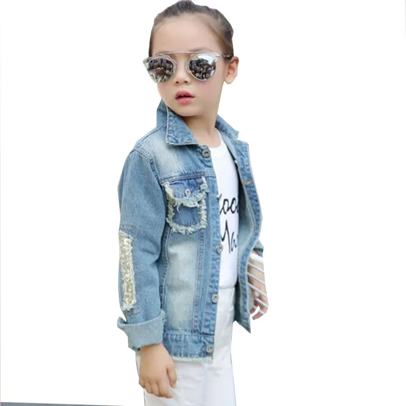 Детская джинсовая куртка хлопковая верхняя одежда для девочек-подростков От 1 до