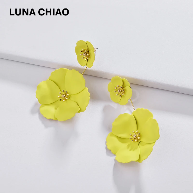 Женские серьги-подвески LUNA CHIAO 9 цветов съемные спереди и сзади с цветочными