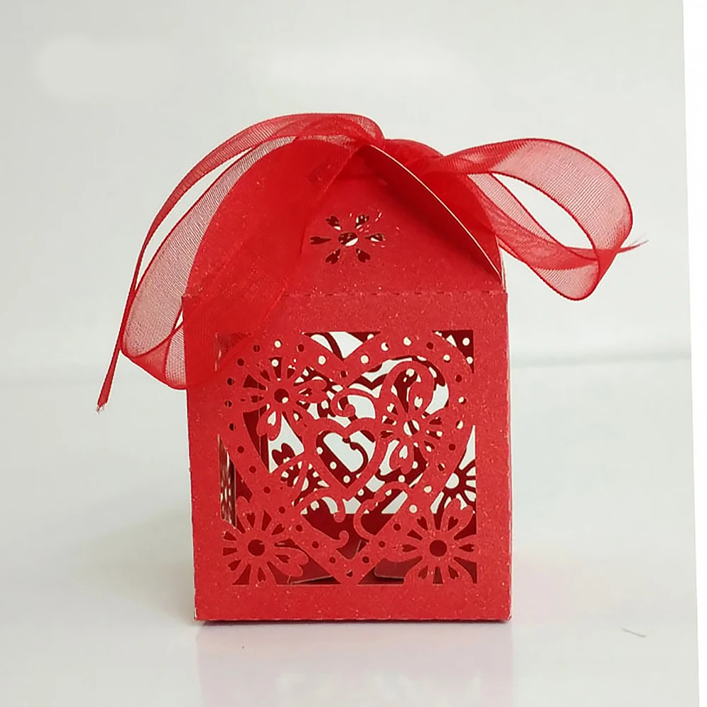 10 шт Любовь Сердце Вырезать шоколадный подарок конфеты коробки с лентой