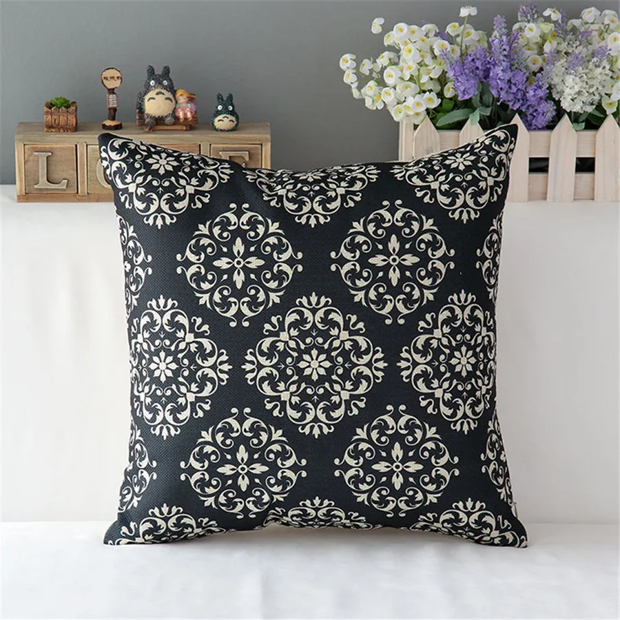 18 &quotквадратная простая Геометрическая Цветочная хлопковая льняная подушка для