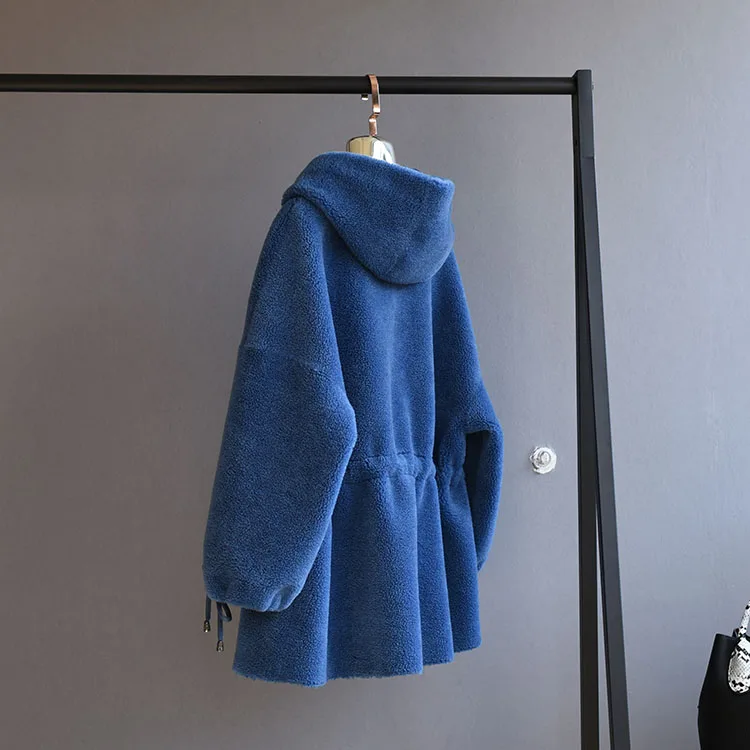 OFTBUY, зимняя женская куртка, пальто из натурального меха, натуральный мех, с капюшоном, Овечья стрижка, пальто для женщин, гранулы, овечья шерсть, уличная одежда