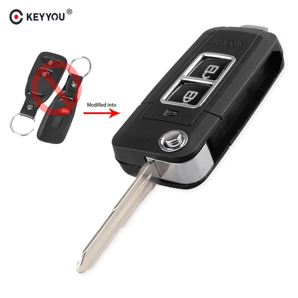 KEYYOU модифицированный Чехол для автомобильного ключа Hyundai Tucson Elantra Santa FE 2 + 1 кнопка