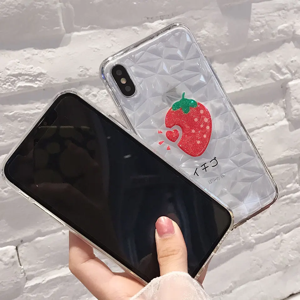 Геометрическая алмаз назад случаи для iPhone 6 6S X 7 8 плюс Капа чехол Чехол прозрачный