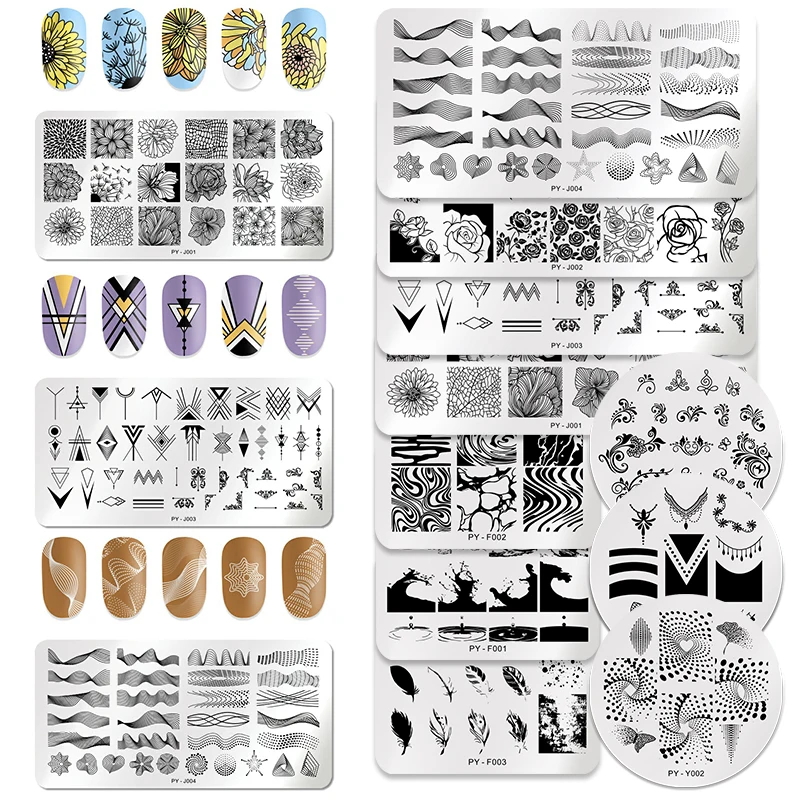 PICT YOU 3 шт./компл. прямоугольные геометрические пластины для стемпинга ногтей из