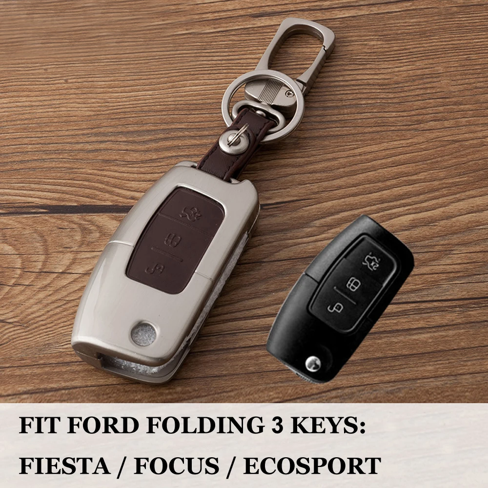 Цинковый сплав+ кожа 3 кнопки Новое поступление чехол ключа дистанционного управления автомобилем чехол держатель для Ford Fiesta Focus 2 Ecosport 2 sedan hatchback