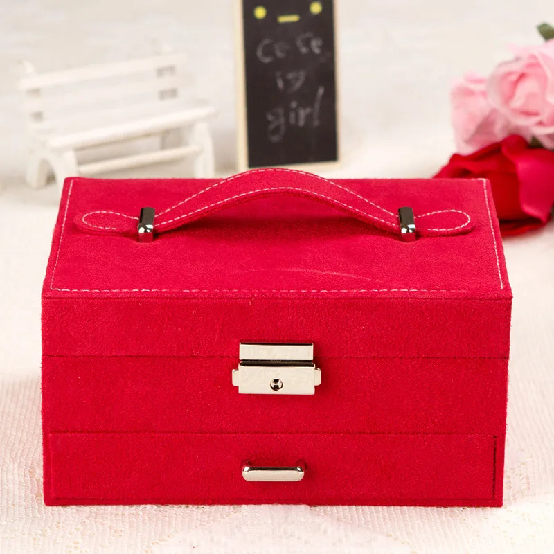 

New Fashion Velvet Jewelry Box Gift Box for Jewelry Packaging Display Large Exquisite Makeup Case Luxury Women Jewelry Organizer