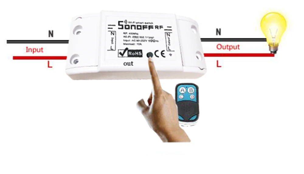 Sonoff RF Wifi переключатель модули для автоматизации умного дома 433 МГц беспроводной пульт дистанционного управления светильник с помощью Ewelink работать с Alexa Google Home