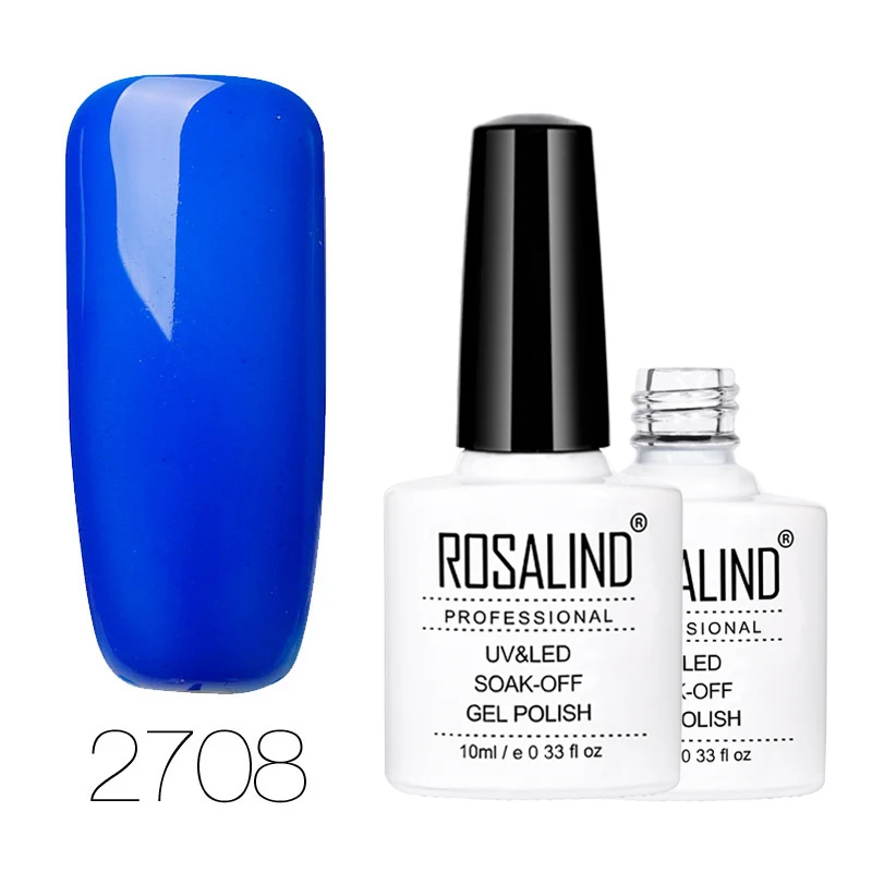 2708 ROSALIND гель 1 S 10 мл синий цвет белый лак для ногтей УФ светодиодный Блестящий лак для ногтей Полупостоянный гель лак - Цвет: 2708