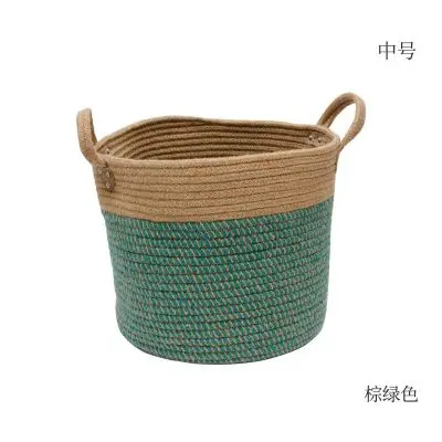 brownish Green Большая корзина плетеная корзина для хранения с ручками натуральный джут корзина для белья игрушки полотенца одеяло корзина Декор для дома подарок - Цвет: brownish Green