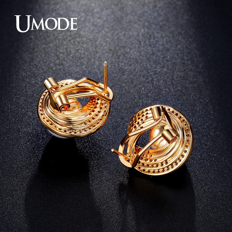 UMODE Роскошные модные ювелирные изделия для женщин золотой цвет 10 мм порошковые