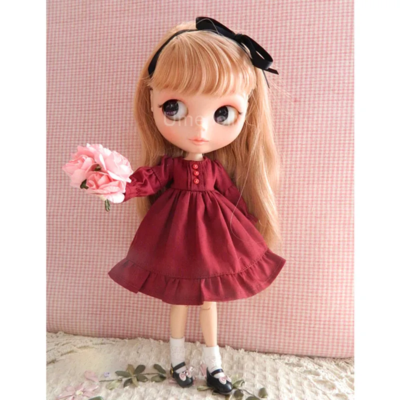 1 шт. ретро платье красного вина для Blyth Licca Azone 1/6 аксессуары кукол|Куклы| |