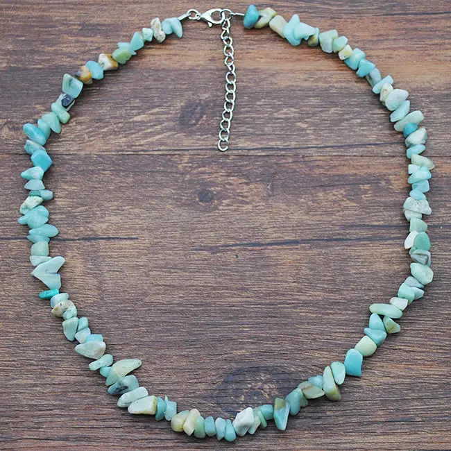 Amazonite Простые натуральные драгоценные камни, бусы, ожерелья для женщин, нестандартные самородки, настоящие аметисты, авантюрин, лазурит, колье, ожерелья - Окраска металла: Amazonite