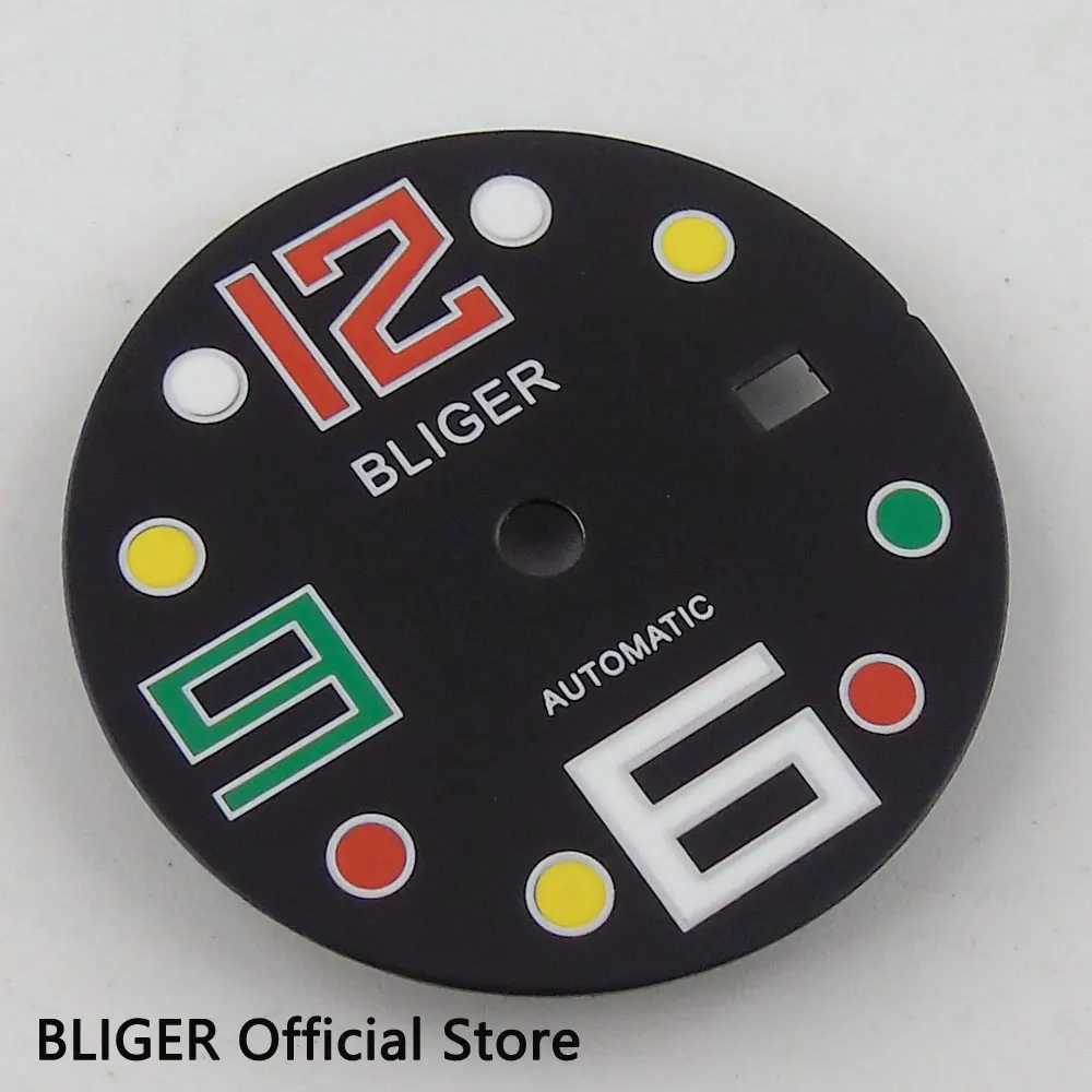 Высокое качество 28.5 мм bliger черный циферблат окошко даты Fit DG 2813 3804 Miyota 8205 8215