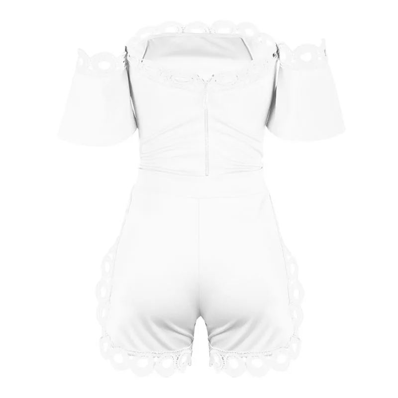 Женский пикантный зауженный топ с открытыми плечами коротким рукавом кружевной