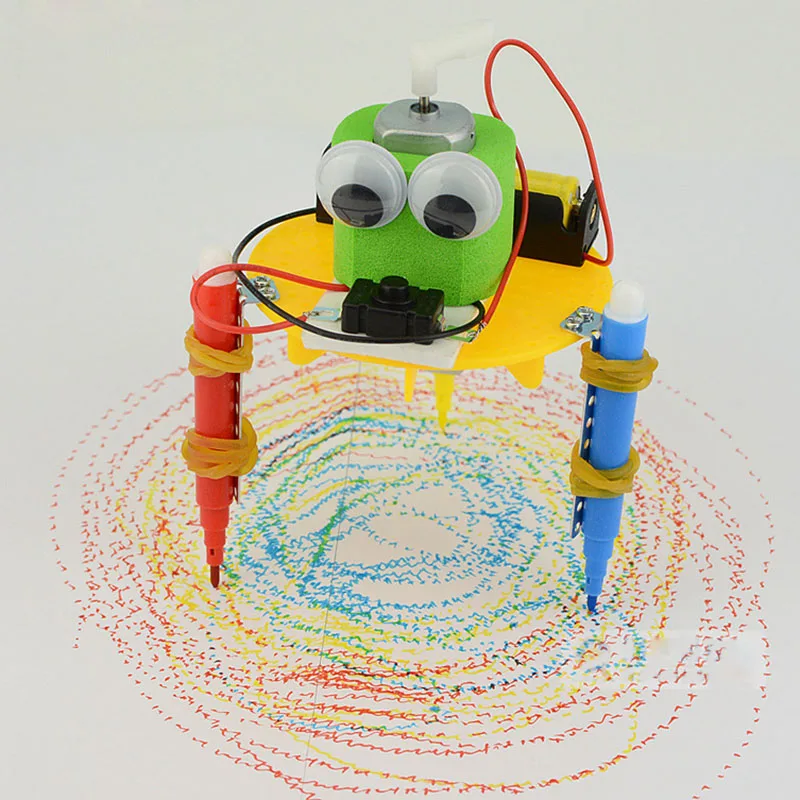DIY Physics Science Experiment Robot Painting Intelligent Creative Electric Toy Handmade Assemble Toys for Student | Игрушки и хобби