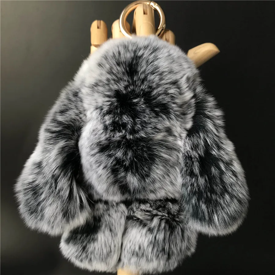 Magicfur-настоящий мех кролика милый Игрушечный Кролик брелок черный Мороз кукла Pom