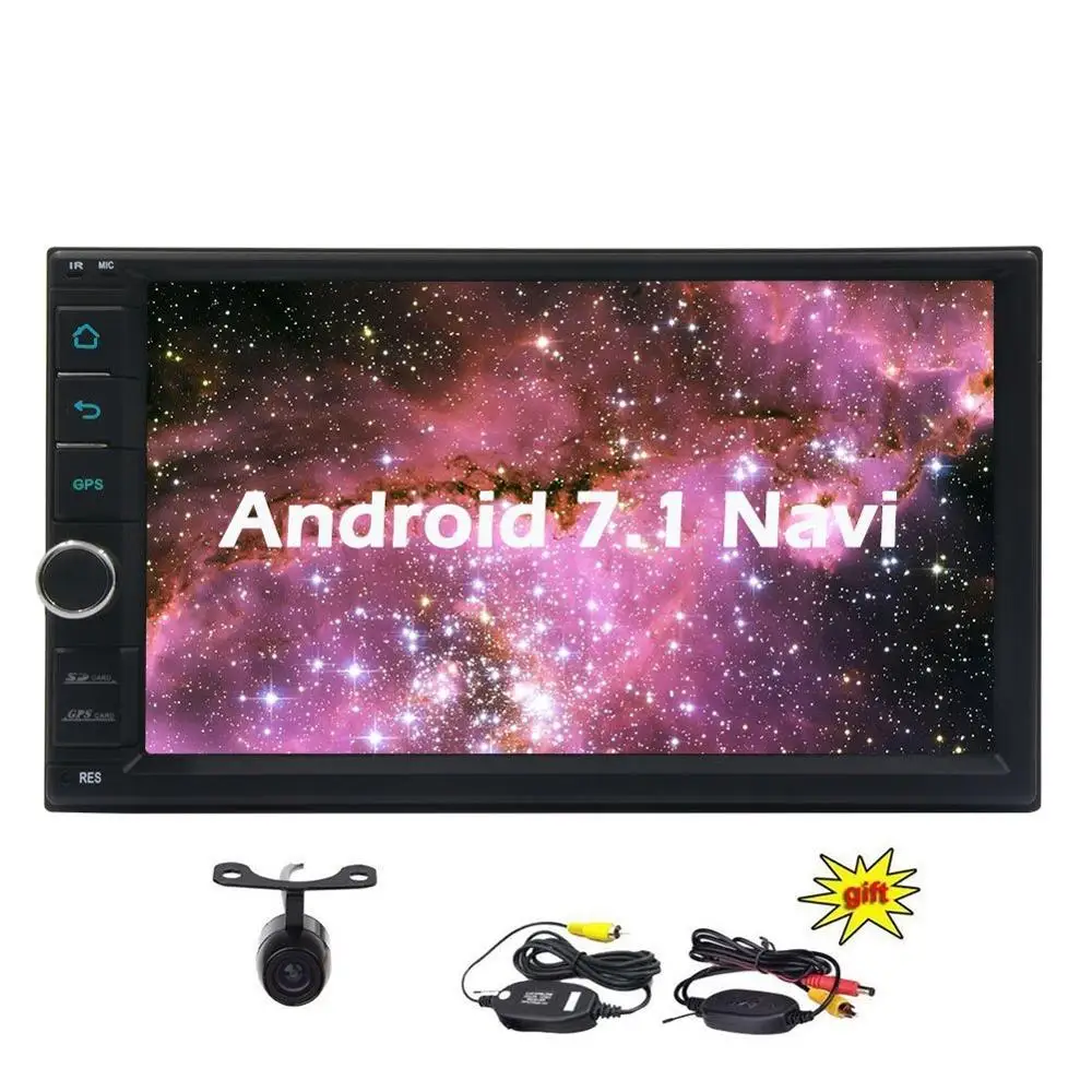 Беспроводной камера + 2 DIN GPS Android 7.1 стерео Восьмиядерный навигации Поддержка FM/AM/RDS