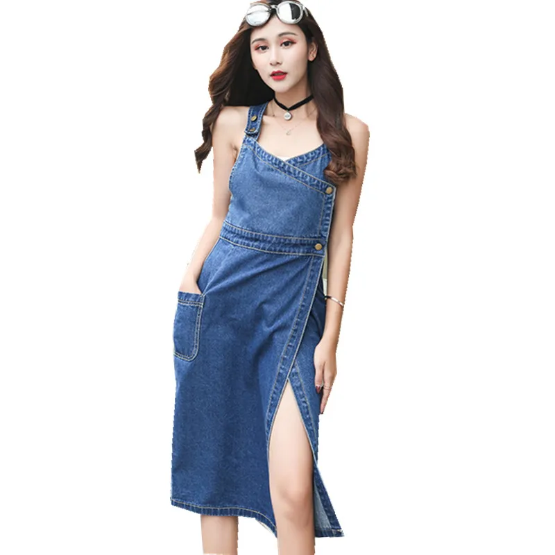 Женское джинсовое платье футляр HAMALIEL синее облегающее без рукавов с v образным