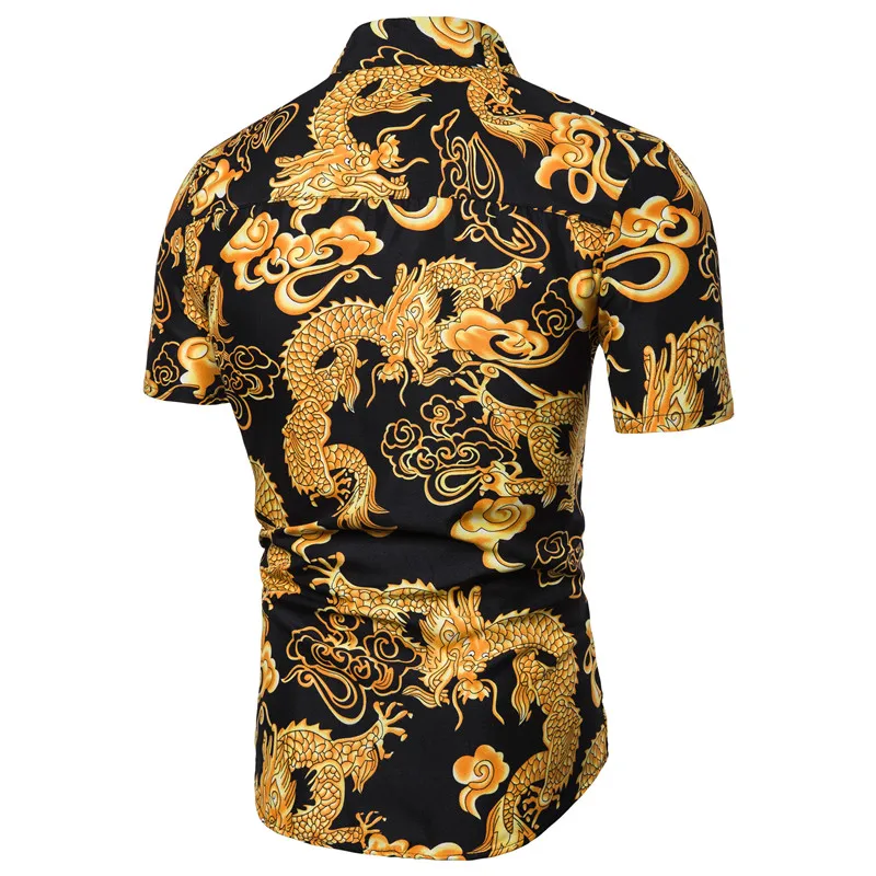 Китайский Стиль Цветочная рубашка 2020 Новый 3D принт дракона уличная мода