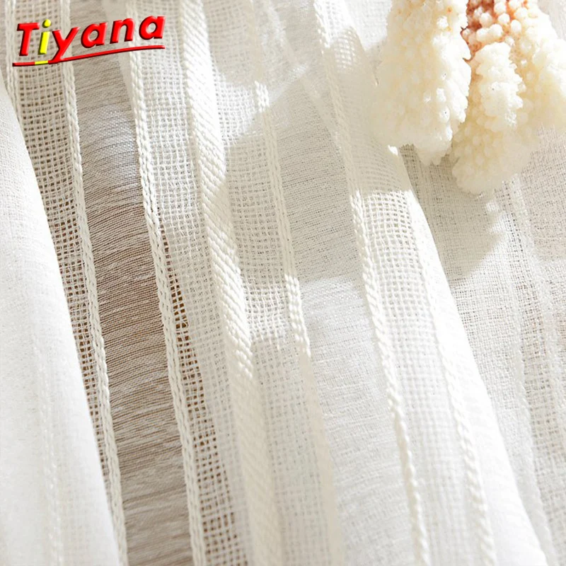 Современные тюлевые шторы в белую полоску для кухни|Занавески| |