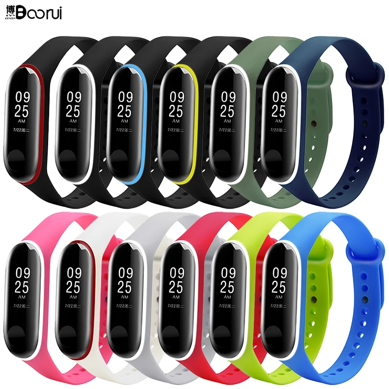 Двухцветный ремешок BOORUI Miband 3 умные аксессуары для xiaomi mi силиконовый сменный на