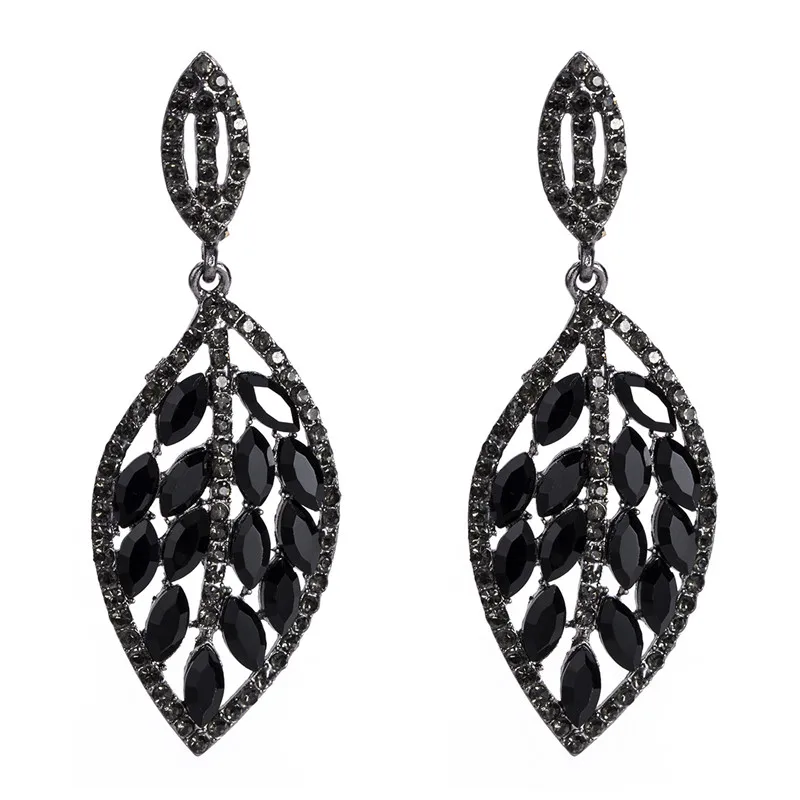 LUBOV 5 Colors Crystal Stone Leaf Pendant Dangle Earrings Multiple Rhinestone Decoration Women Drop Gift Jewelry 2019 | Украшения и