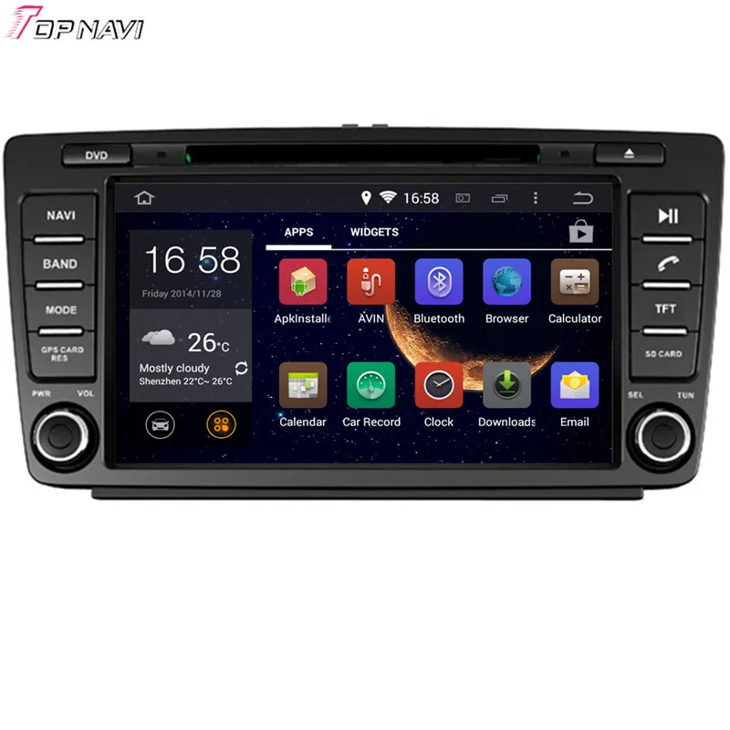 Topnavi 8 ''четырехъядерный Android 6 0 Автомобильный DVD-плеер для SKODA OCTAVIA 2005-2008/2013- 16 Гб