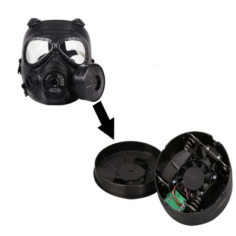 

Hot Airsoft Double Filter Gas Mask Accessories CS Paintball Military Tactical Army Perspiration Face Guard Mask With Fan