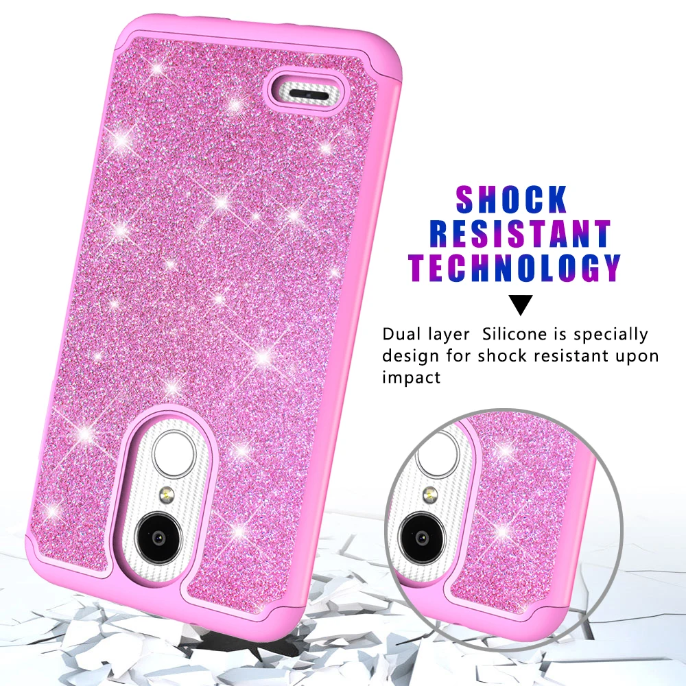 HYAZLZ Case for LG Aristo 2 K8 K10 V30 2018 K30 Glitter Silicone PC Back Cover X Power2 ThinQ K20 Plus Stylo 4 |